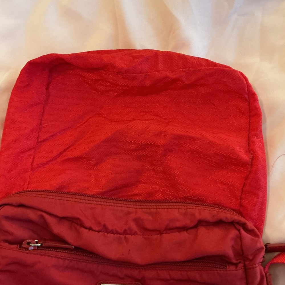 PRADA Nylon Red Messenger Crossbody Bag w/ Shoulder Strap Vintage Authentic - Picture 15 of 16